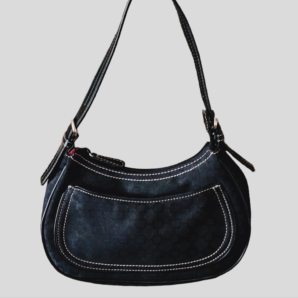 Nine West Y2K Black Geo Jacquard Baguette 10" x 5½"